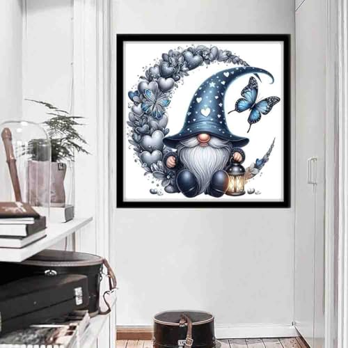 Image of DYAIANGMU Stamping Cross Stitch Kit,Gnome Butterfly Stitch Kit for Adult Beginners, Full Line DIY Cross Stitch Stitching Kit for Home Decor Cross Stitch Patterns 13.7x13.7 inches