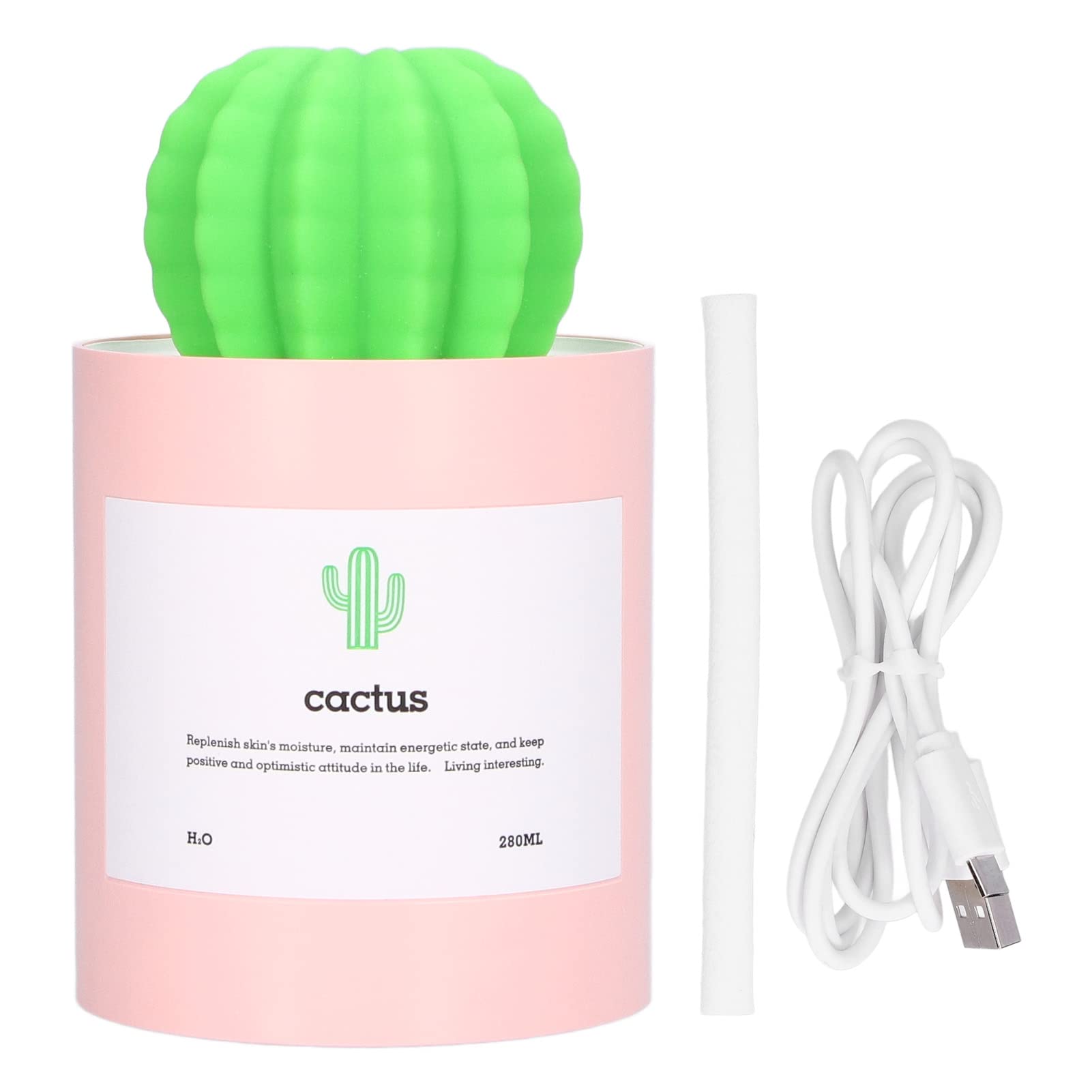 Nawilżacz biurkowy o pojemności 280 ml Zasilacz USB Wyciszony nawilżacz Nano atomizujący (Różowy)