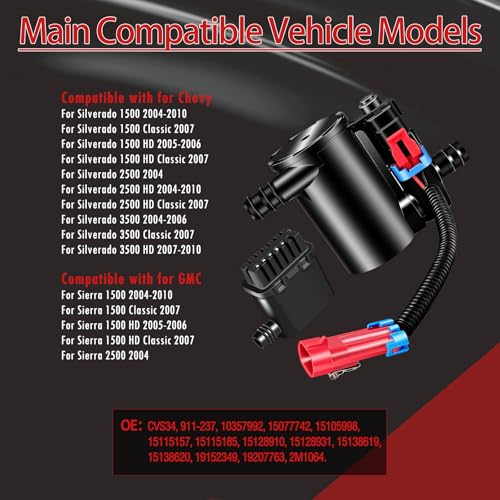 Evap 911-237 solenoide ventilación Chevy 1500 Sierra 2004-2010 4
