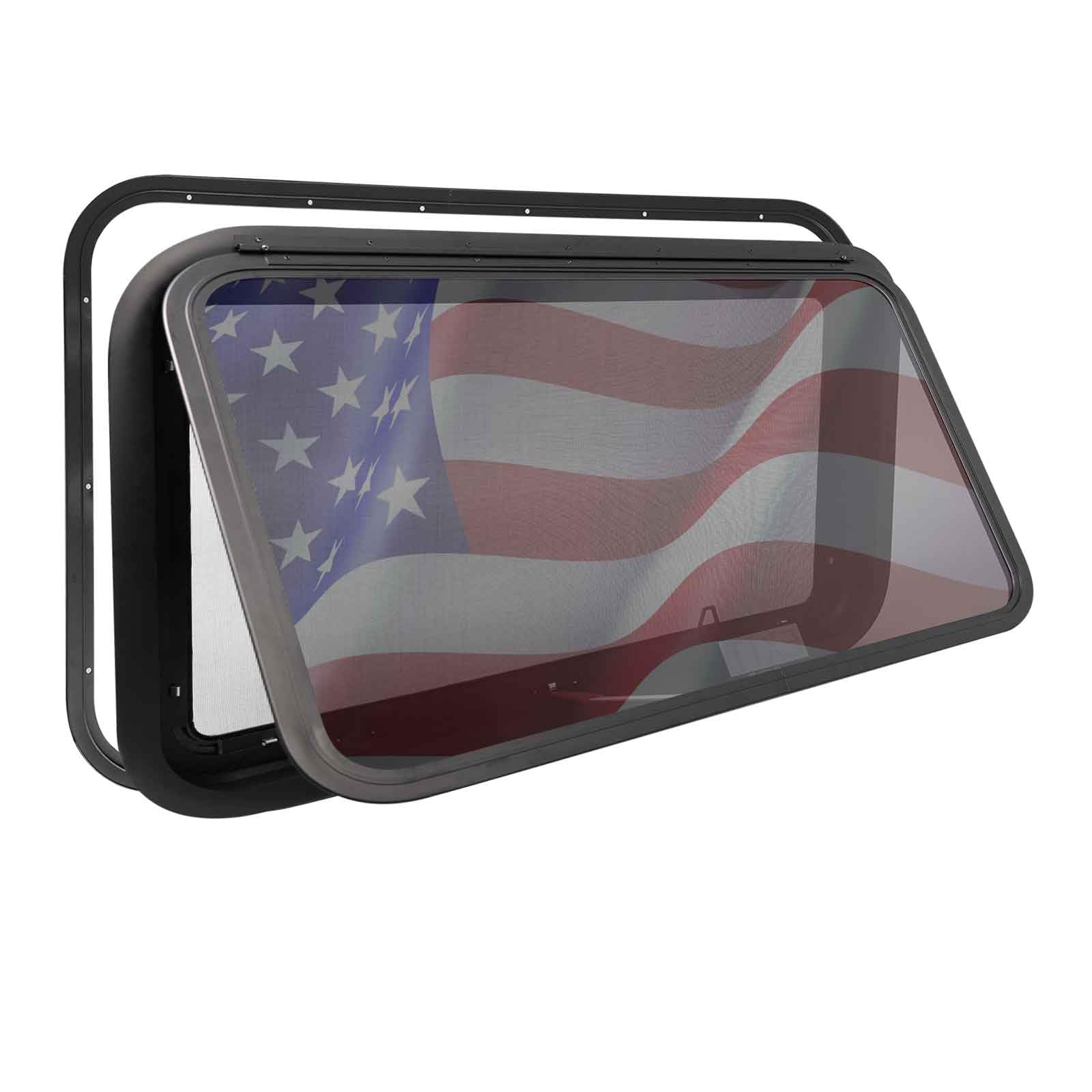 36"x20" RV Emergency Exit Window - DOT-Certified Tempered Glass, Security Lock, Waterproof Aluminum Frame w/Mesh Screen (Fits 1.57"-1.77" Walls,