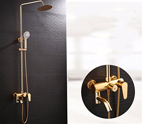 Sjqka Shower Head Space Aluminum Antique Golden Flower Suit All Up And Down Golden Shower #TOP3
