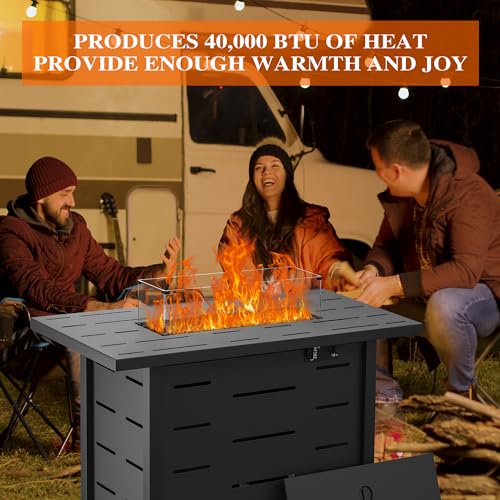 Walsunny-43-inch-Outdoor-Propane-Fire-Pit-50000-BTU-Gas-Fire-Pit-Table-with-Lid-Glass-Wind-Guard-Waterproof-Cover-Rectangle-Gas-Firepit-Table-for-GardenPatio-CSA-Certification Walsunny 43 inch Outdoor Propane Fire Pit 50000 BTU Gas Fire Pit Table with Lid Glass Wind Guard Waterproof Cover Rectangle Gas Firepit Table for GardenPatio CSA Certification
