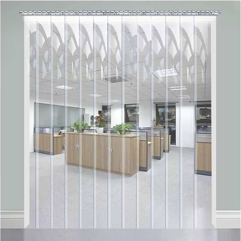 Clear PVC Strip Door Curtain Kit with Hardware – Commercial Plastic Vinyl Strip Curtain for Doorways, Walk in Insulating Sceen for Warehouse Garage Barn(W 240CM,H 230CM)