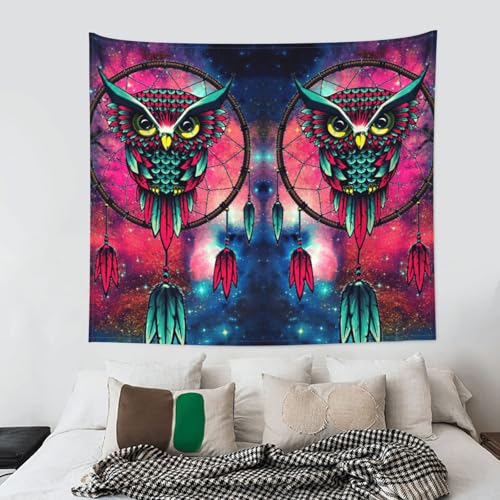 Tapiz grande EdWal de búho y galaxia (152x130 cm) para decorar la pared de tu sala 4