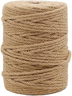 tenn well 4mm Thick Jute Twine, 165 Feet 4 Strands Twisted Strong Jute String for Gardening, Bundling and Decorative Crafts (Brown)