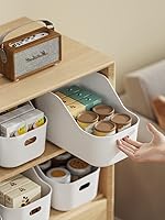 Vista 7 de Contenedores de plástico blancos/organizadores de almacenamiento, cestas de despensa, contenedores para estantes, organizador y almacenamiento