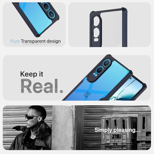 Image of Pikkme Crystal Clear Transparent Back | Ultra Hyrbid | Full Camera Protection | Raised Edge | Bumper Back Case for OnePlus Nord Ce 4 Lite 5G (Blue)