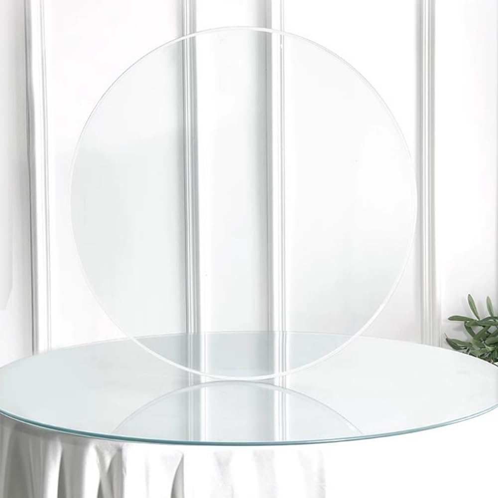 Clear Round Glass Table Top 28in 36in 40in Replacement Coffee Table Top Tempered Glass Dining Table Top Transparent Circle Patio Table Top(43cm-17in)