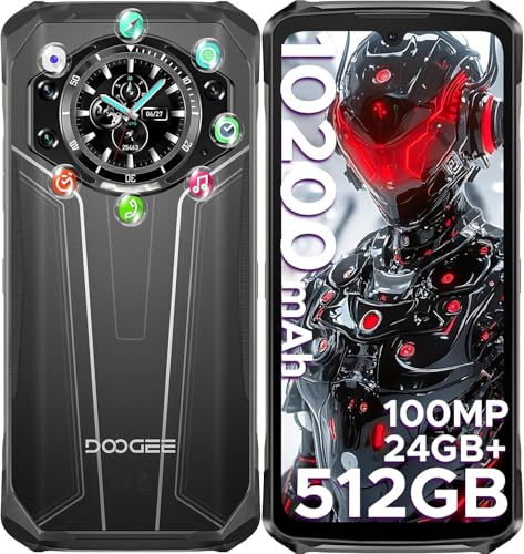DOOGEE S119 Rugged Smartphone 2025, 512GB+24GB Telefono Indistruttibile, 10200mAh/33W, 1.32 IPS Rear Display, 6.58” FHD+ Cellulare Antiurto, 100MP+24MP Visione Notturnam, Android 14, NFC/4G Dual SIM