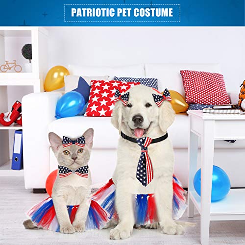 Kajaia 10 Pieces Patriotic Pet Costume Set American Flag Dog Bandana Tutu Skirt Bow Tie Hairpin Collar 4Th Of July Dog Costume Supplies For Small Medium Dogs Puppy Cats #TOP1