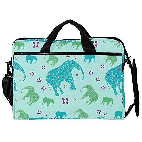 Sac ordinateur portable 14-15 pouces sacoche à bandoulière éléphant bleu vert