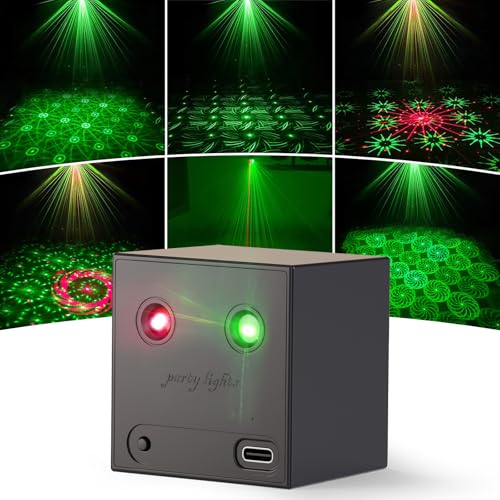 Propulsion Life Mini Discolicht Partylicht Akku R/G 600mAh Wiederaufladbar DJ Projektor Musikgesteuert mit 64 Dynamischen Bühnenlicht Effekten USB Party Lichter für Geburtstage Feste Feierlichkeiten
