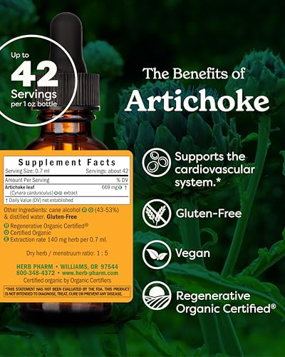 image for Herb Pharm Certified Organic Artichoke Liquid Extract for Cardiovascul