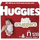 Baby Diapers Size Newborn, 128 Ct, Huggies Little Snugglers