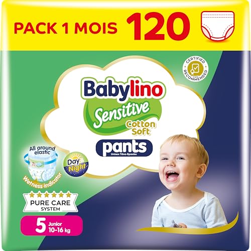 Couches Culottes Taille 5 Babylino Sensitive Cotton Soft 120 couches pack 1 mois 10-16 Kg