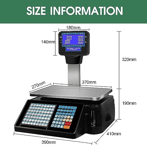 Báscula digital comercial con impresora térmica miniatura 6