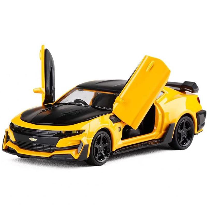 Image of Invite Enterprise Invite 1:32 Bumble Bee Chevrolet Camaro Diecast Metal Pullback Openable Doors Toy Cars With Flashing Light&Musical Sound For Gifts Toys For Kids Boys Girls Children