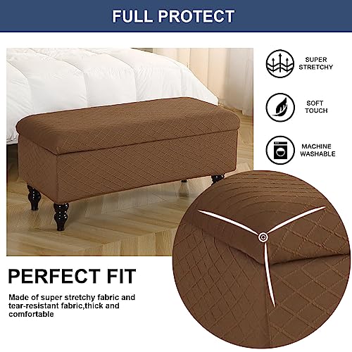 Image of FUANGUI Ottoman Cover Stretch Storage Ottoman Bench Slipcover Printed Folding Storage Bench Ottoman Cover Footrest Stool Slipcover Footstool Protector Cover with Elastic Bottom,Medium