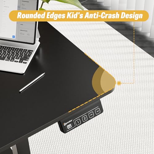 Image of ERGOMAKER 55 inch Electric Standing Desk, Adjustable Height, Sit Stand Up Desk for Home Office & Computer Workstations, Memory Controller, Black