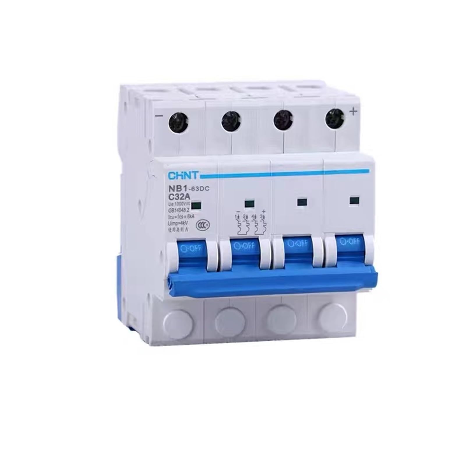 Disjoncteur CC magnétothermique 4 pôles 1000V 10A mini disjoncteur de protection photovoltaïque
