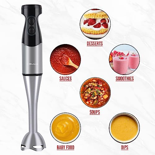 Belaco Hand Blender Mixer 4in1 Processor Chopper Mixer Bowl Egg Whisk & Beaker 800W DC motor 600ml chopper bowl 500ml beaker - Image 8
