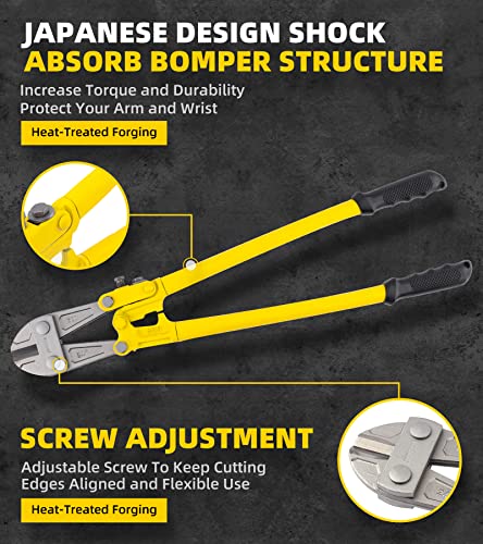 DOWELL 24\" Heavy-Duty Bolt Cutter, Steel Wire Cutter for Wire with Soft Rubber Grip for Locks, Chrome Molybdenum Steel Blade - Thumbnail 3