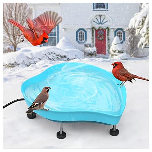BILLROAD Heated Bird Bath, 1.7 inches Deepen Design Bird Bath Year-Round Safe Thermostat Control High Foot for Winter Outdoor Garden Patio Lawn (New Blue)