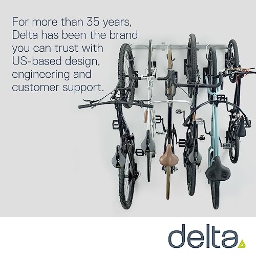 Image of Garage Bike Rack Wall Mount Rail Rack by Delta Cycle - Bike Hangers for Garage - Bike Storage Rack for MTB, Road & Ebike - Holds up to 300 lbs - Fully Adjustable Staggered Hook Design