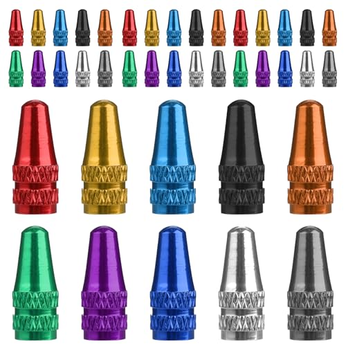 Presta Valve Caps 40 Pcs Colorful Bicycle Valve Stem Caps Aluminum Bike Tire Cap for MTB Road Racing Bicycle