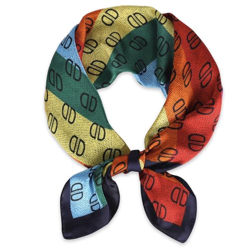 EXTREE Fashion Silky Satin Headscarf for Women Girls: Exquisite Pattern Lightweight Silk Graceful Scarfs 27.5 x 27.5 inches A Graffiti Red Flower Pink