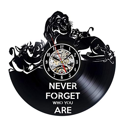 Kovides Never Forget Who You are The Lion King Wall Clock Disney Cartoon Decorations for Living Room The Lion King Wall Art Retro Vinyl Record Clock Vintage Wall Clock Gift Idea for Kids