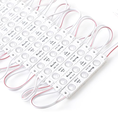 REXTiN Led Module Lights: DC 12V 200pcs Energy Efficient - Adervertising Light for Business Storefront Letter Signs Waterproof with Tape Adhesive Backside (Cool White)