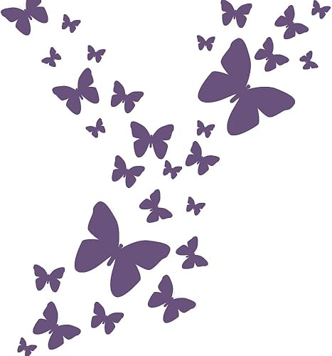 Calcomanías de pared de mariposa (26) calcomanías de mariposa para decoración de pared, calcomanías de pared para niñas (violeta)