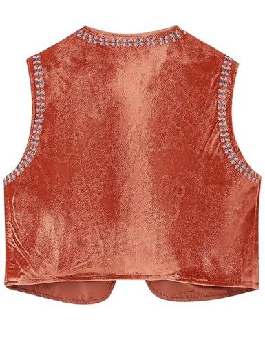 Women's Floral Embroidered Vest Boho Vintage Sleeveless Open Front Crop Cardigan Waistcoat2