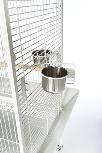 Image of Prevue Pet Products Large Dome Top Bird Cage - Medium Steel Cage with Casters, Dual Locks, Seed Guards, and Perches, Ideal for Cockatiels, Conures, and Similarly Sized Birds - Chalk White