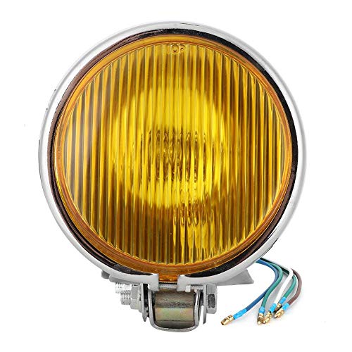 Qiilu Faro Fendinebbia Moto Vintage Supplementare - Accessorio Universale per Modifica Motociclo Stile Retrò (Guscio Argento, Vetro G)
