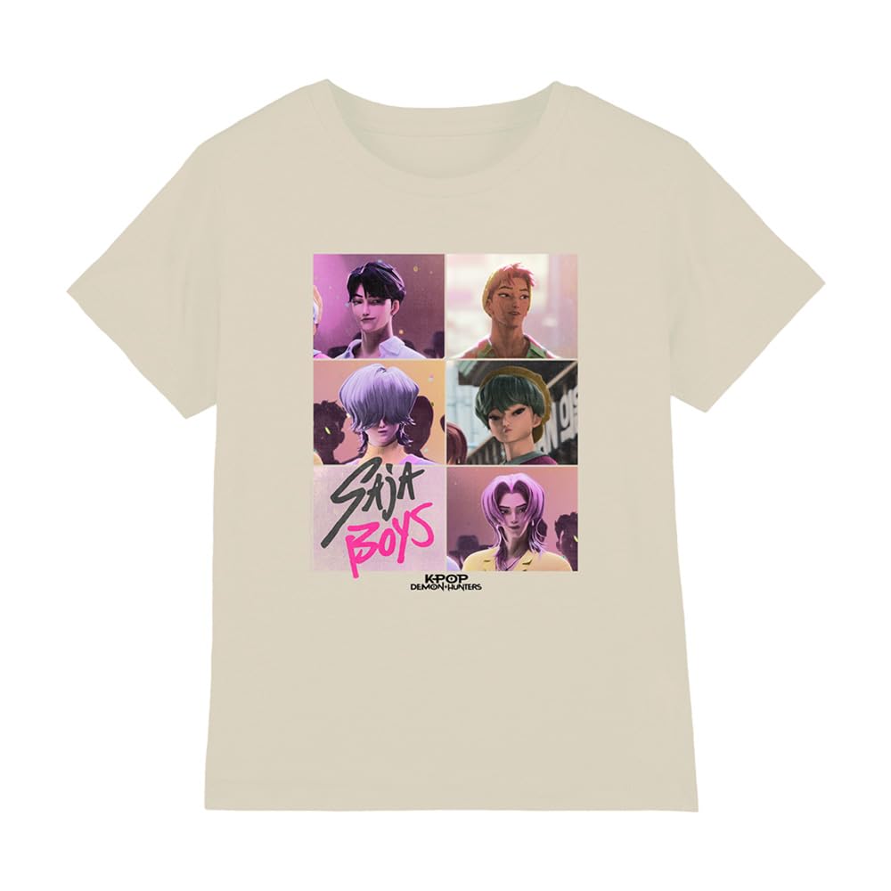 K-Pop Demon Hunters - Saja Boys Era Grid Kids T Shirt, Natural, 7-8