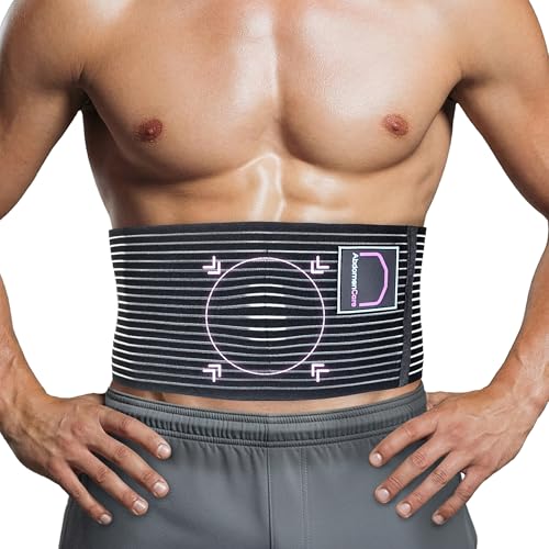 Abdomencare Umbilical Hernia Belt for Men and Women | Abdominal Hernia Belt for Women & Men with 2 Unique Compression Pads | Belly Button Umbilical Hernia Belts for Men | Hernia Support Binder | S/M