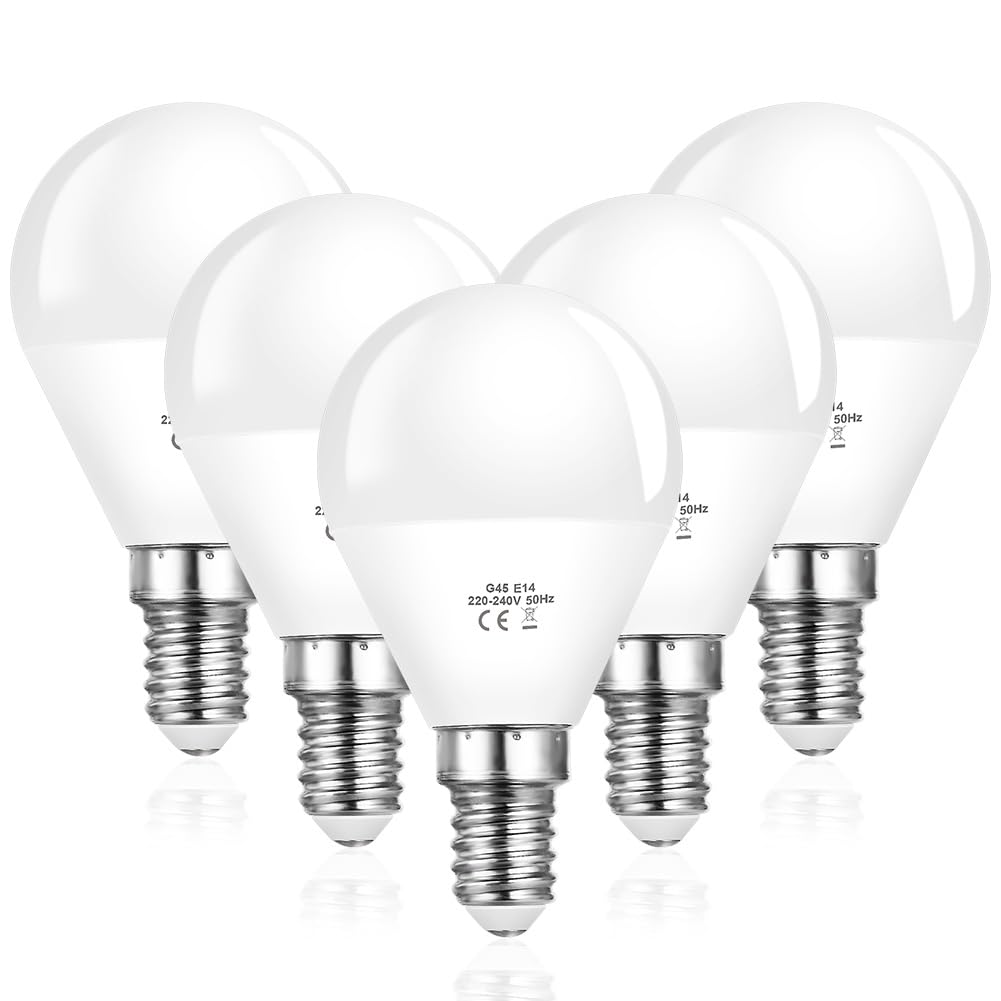 Vicloon 5 Stück E14 LED Lampe G45,LED Birne 6W 600 Lumen ersetzt 40W Glühlampen,6500K Kaltweiß, AC 220V-240V,Nicht Dimmbar Energiesparlampe