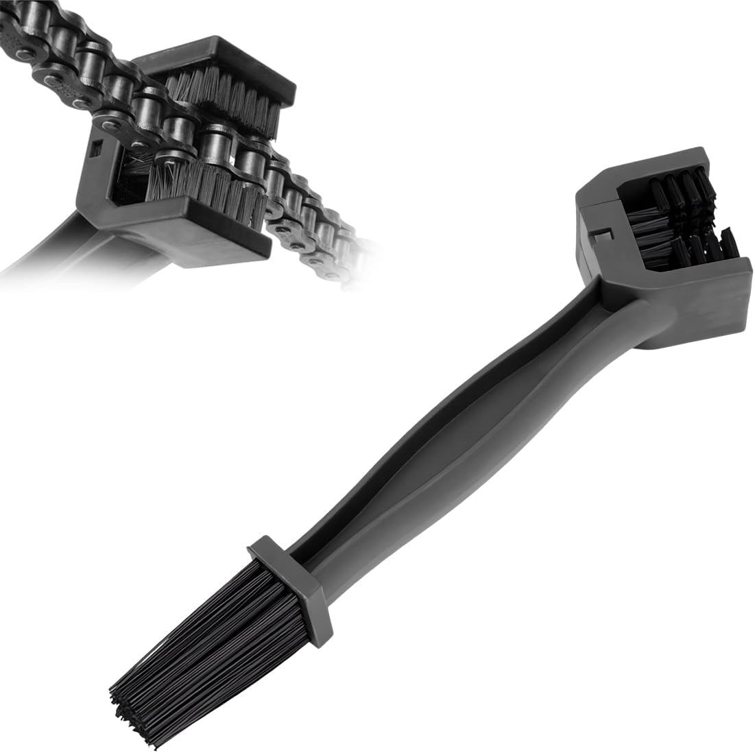 2 PCS Motorcycle Chain Brush, Chain Gears Maintenance Cleaning Brush, Bicycle Chain Cleaning Brush Tool for Motorcycle Bicycle Scooter Tricycle, Motorcycle Accessories (Black-1 PCS)
