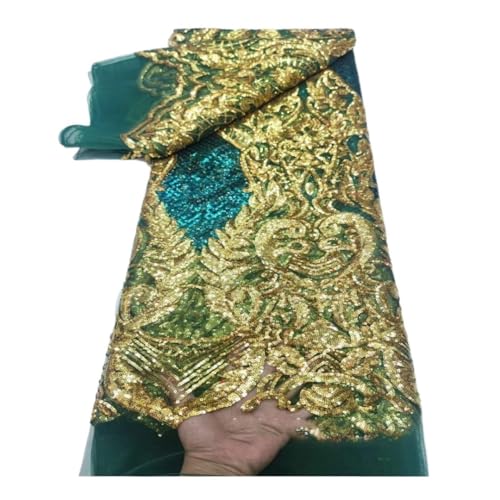 Tela de encaje de lentejuelas 5 yardas de malla bordada en algodon para vestidos de novia DIY