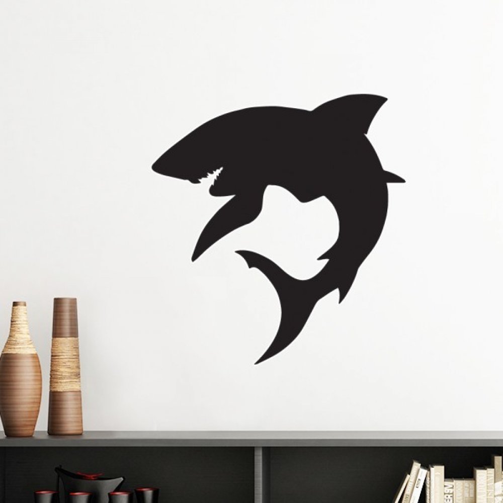 Sticker mural requin bleu de 30cm decoration amovible DIY