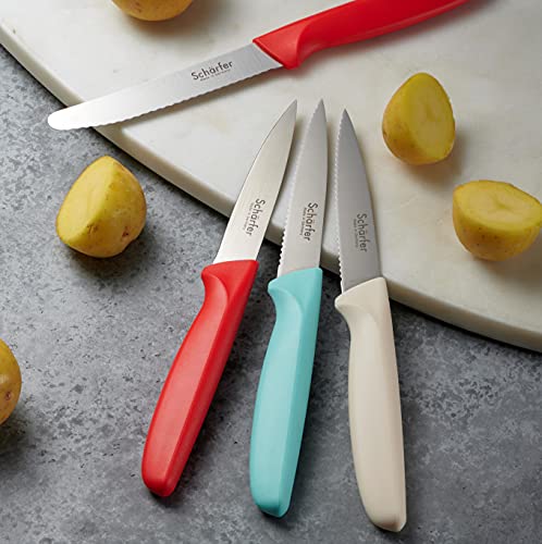 Schärfer Kitchen Knife, Precision German Stainless Steel Blade, Paring Knives, Vegetable Knife Steak Knife Utility Knife, Straight Blade, Spear Point, Red - Made In Germany #TOP4
