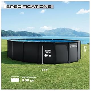 INTEX Above Ground Swimming Pool Set, Ultra XTR 18' x 52" Round Frame Bundled with OptiFlow Premium Pure Silica Filter Pool Sand, 50 lb Bag