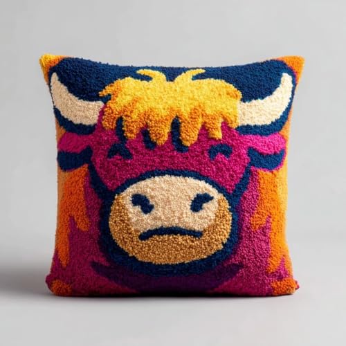 Kit de cojín de pestillo de ganado de las tierras altas: cojín preimpreso de 43x43cm para adultos