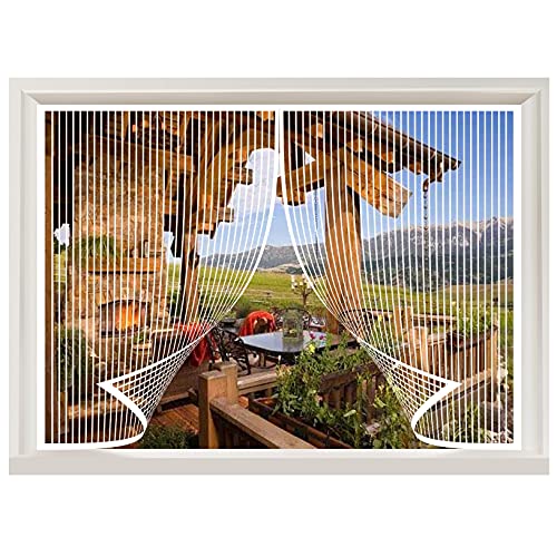 FANGJIE Rideaux Anti-moustiques 95x130cm Fermeture Automatique,sans Perçage,Pliable Magnétique Rideau Maille Kit d'installation Complet pour Porte Rideaux Fenetres, Blanc Cover