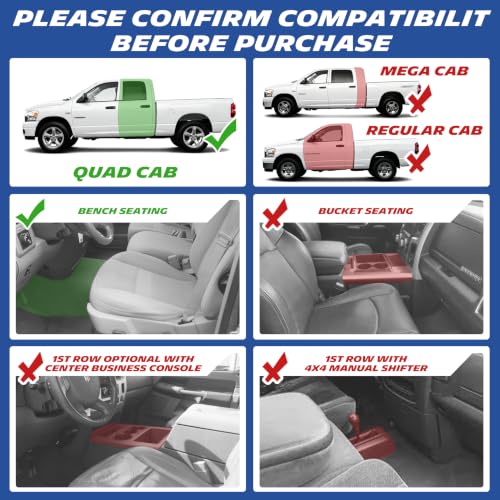 Image of Michelin Vehicle Mats for 2002-2008 Dodge Ram 1500, 2003-2009 Ram 2500 /3500 | Quad Cab Bench Seat, Not Fit 4X4 Shifter, All-Weather TPE Custom Fit Liner, Premier