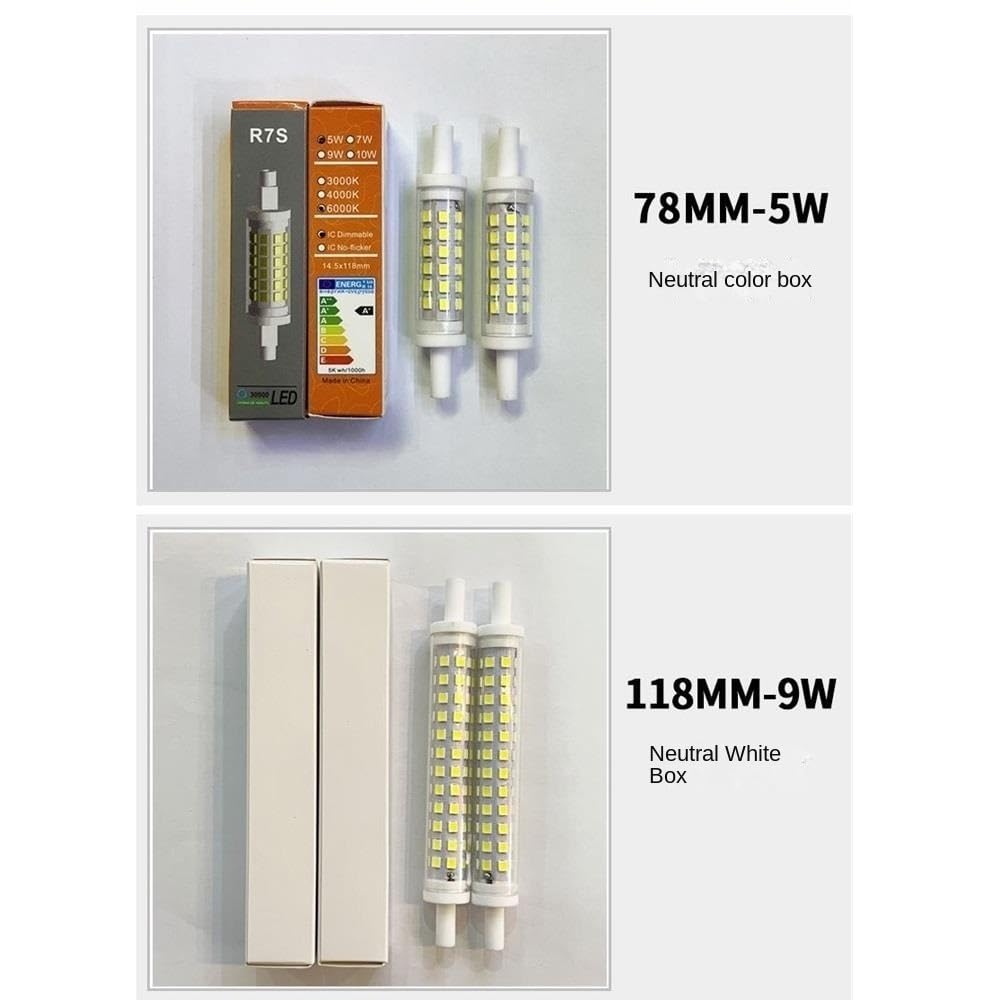 YSJX lighting, Paquete de 10 bombillas LED R7s AC220V 10W 80LED-2835SMD cerámica 118mm iluminación de 360 ​​grados Bombillas para el hogar(Cold white)