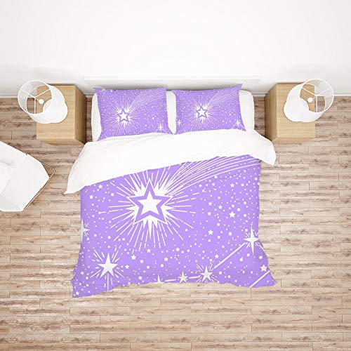 Parure de lit housse de couette polyester durable et taie violette - 3