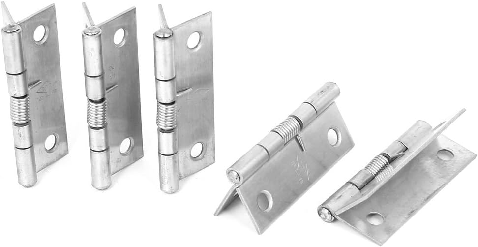 uxcell Cabinet Door 50mmx37mm Spring Loaded Stainless Steel Hinges 5pcs
